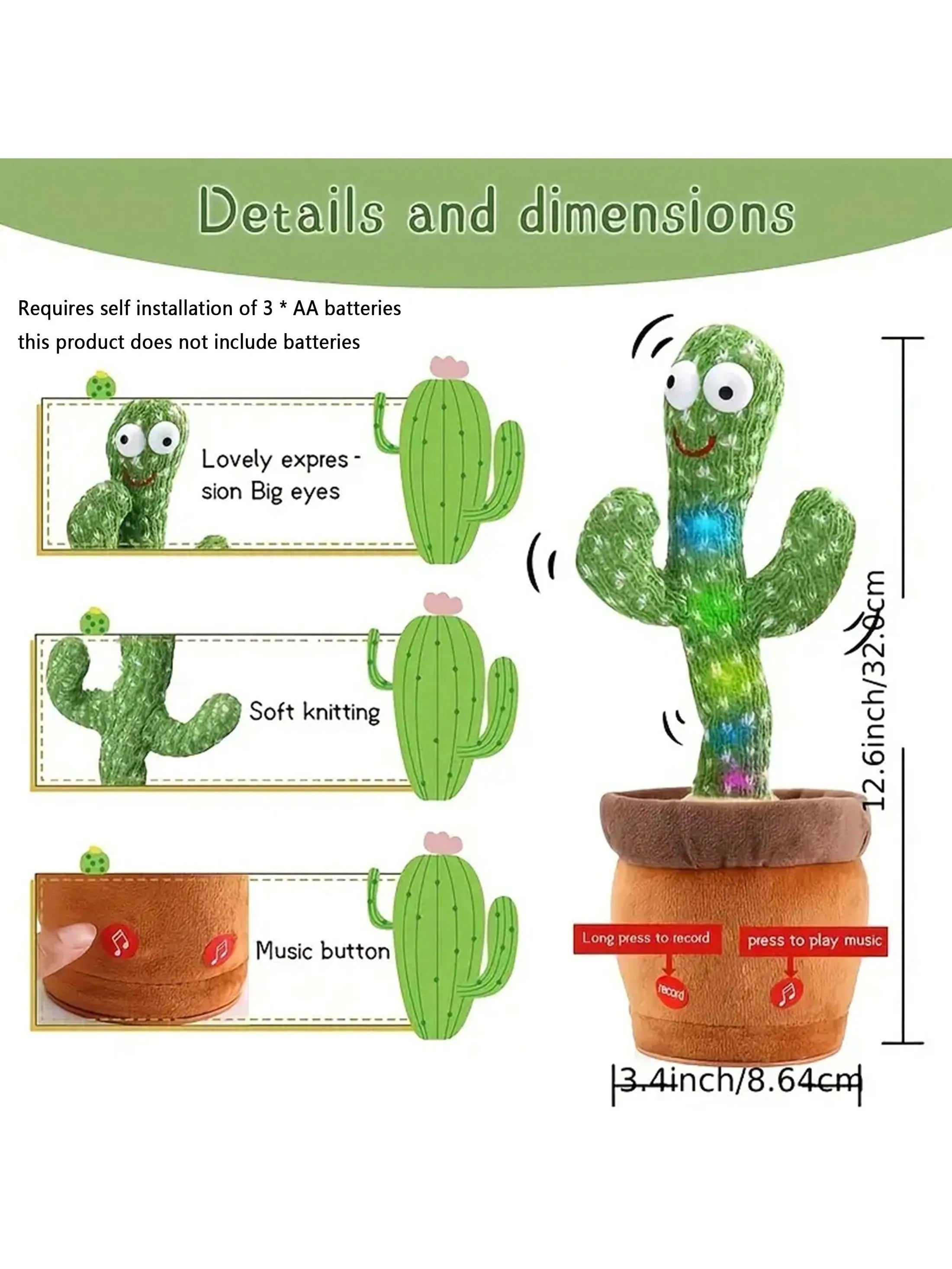 1pc-Dancing Talking Cactus Toys